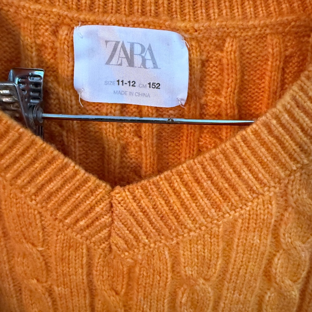 Zara Girls Orange Cable Knit Sweater Vest - Picture 3 of 3